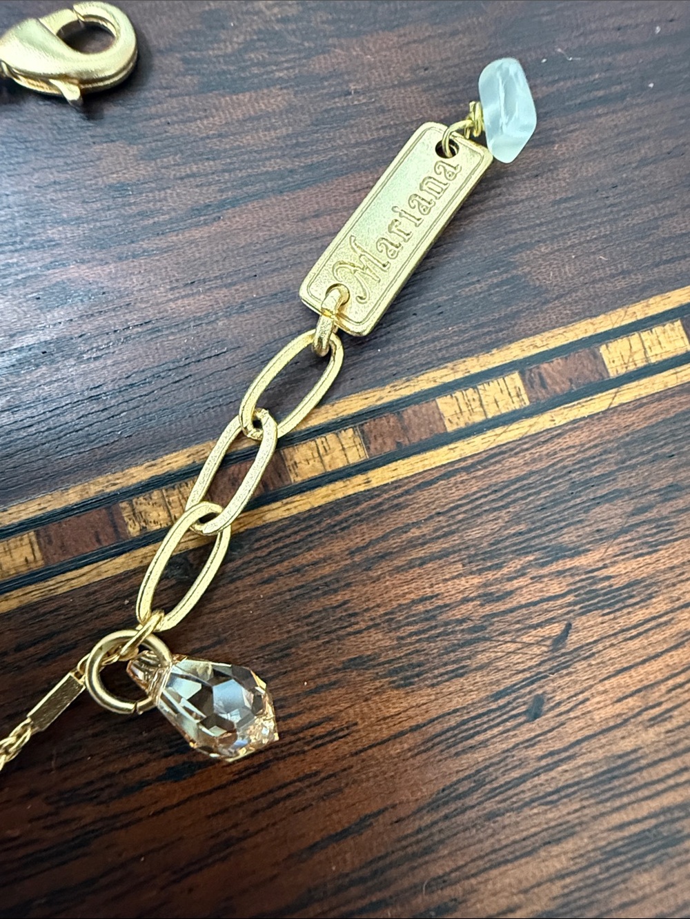 Mariana Gold Cross Chain Bracelet with Light Blue and Clear Stones - Picture 3 of 4